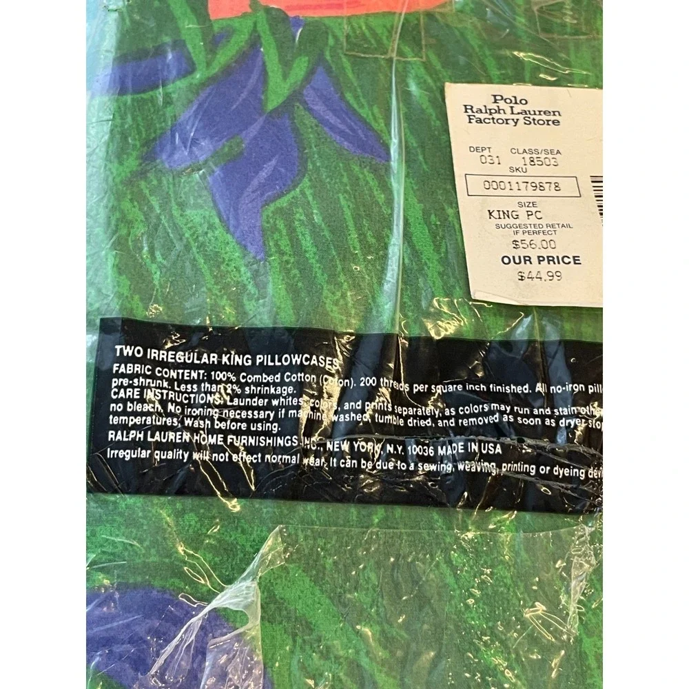 IRREGULAR‎ Vintage Ralph Lauren Costa Paradiso King Flat Sheet & 2 Pillowcases